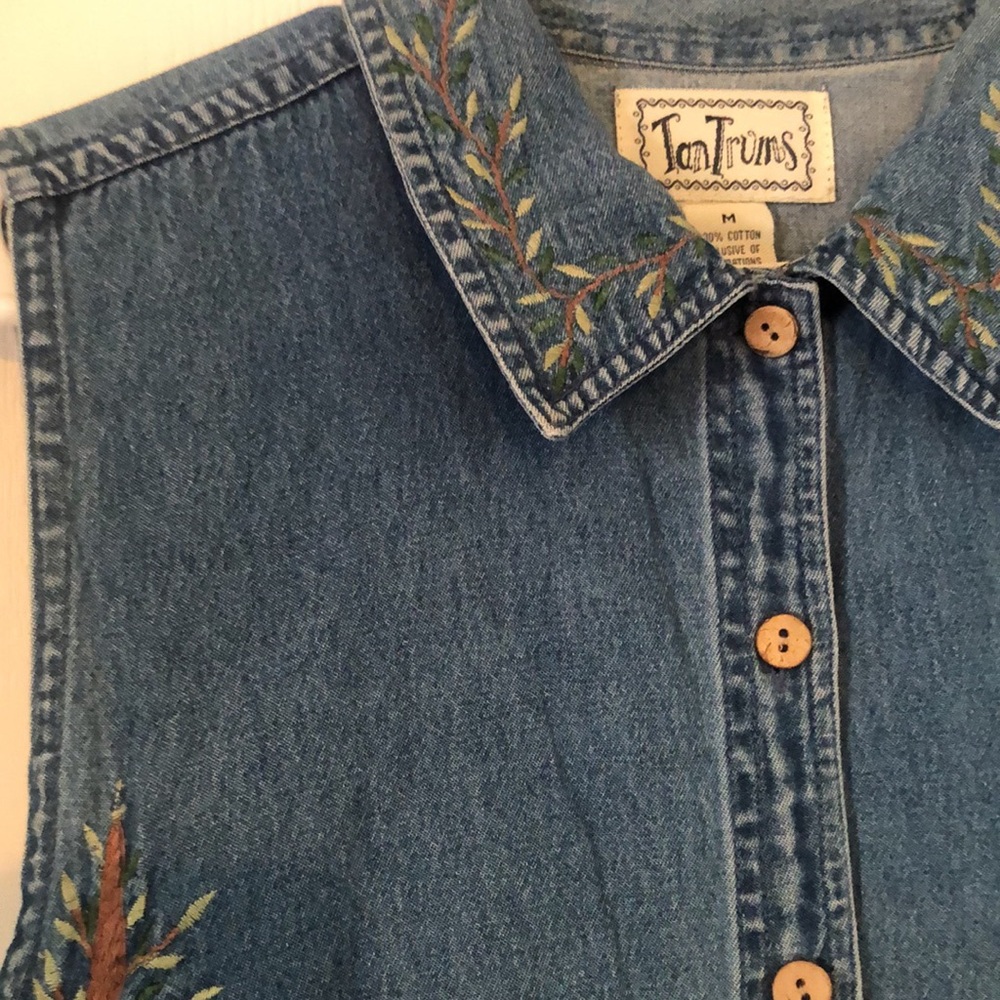 Women’s rare fall Safari TanTrums chambray VTG Y2k jungle Sleeveless vest top - Picture 6 of 14